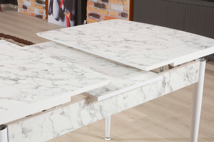 Hanah Home Trend Carrara Mesa de Comedor Extensible Blanco y Gris Hanah Home Trend Carrara Mesa de Comedor Extensible Blanco y Gris